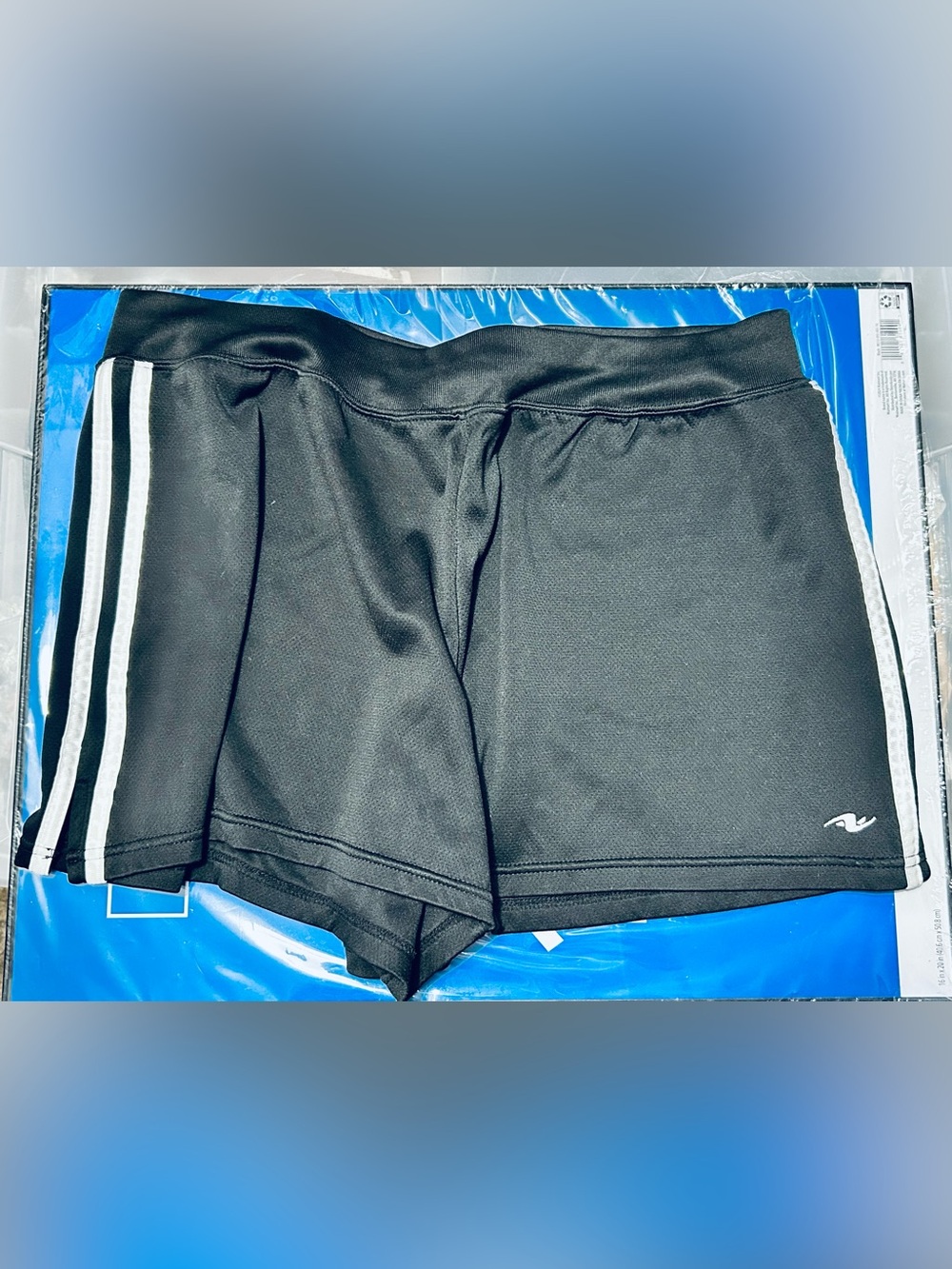 Shorts Athletic Works Women's Black Athletic Wear White Double Stripe Slit Side